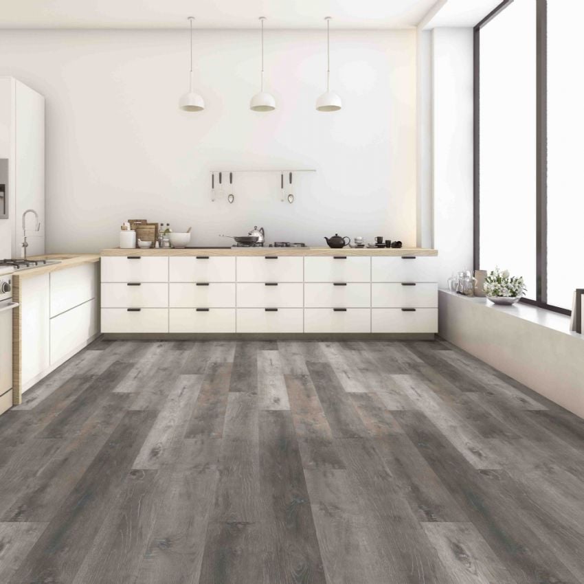 Bestlaminate Vinduri Aspen Gray Oak 4.5mm 12 mil Vinyl Flooring w/Pad